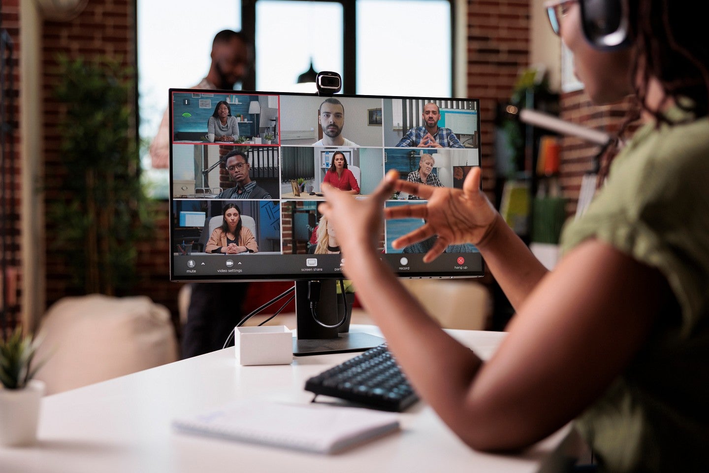 stock image of zoom call